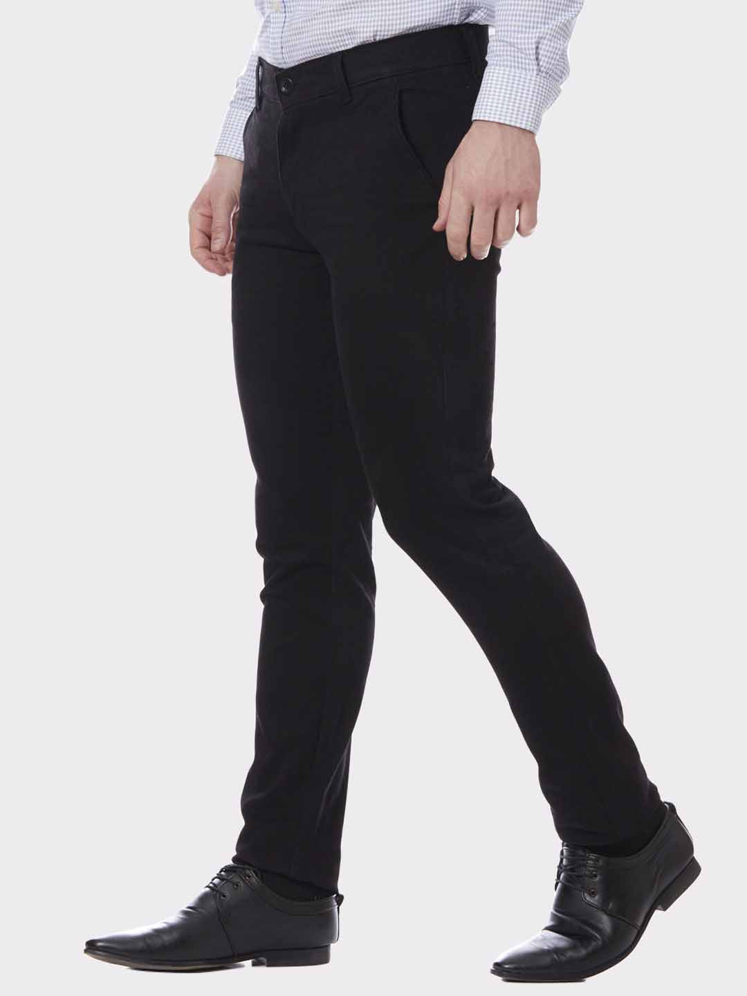 Men Black Slim Fit Trouser - Tahvo India