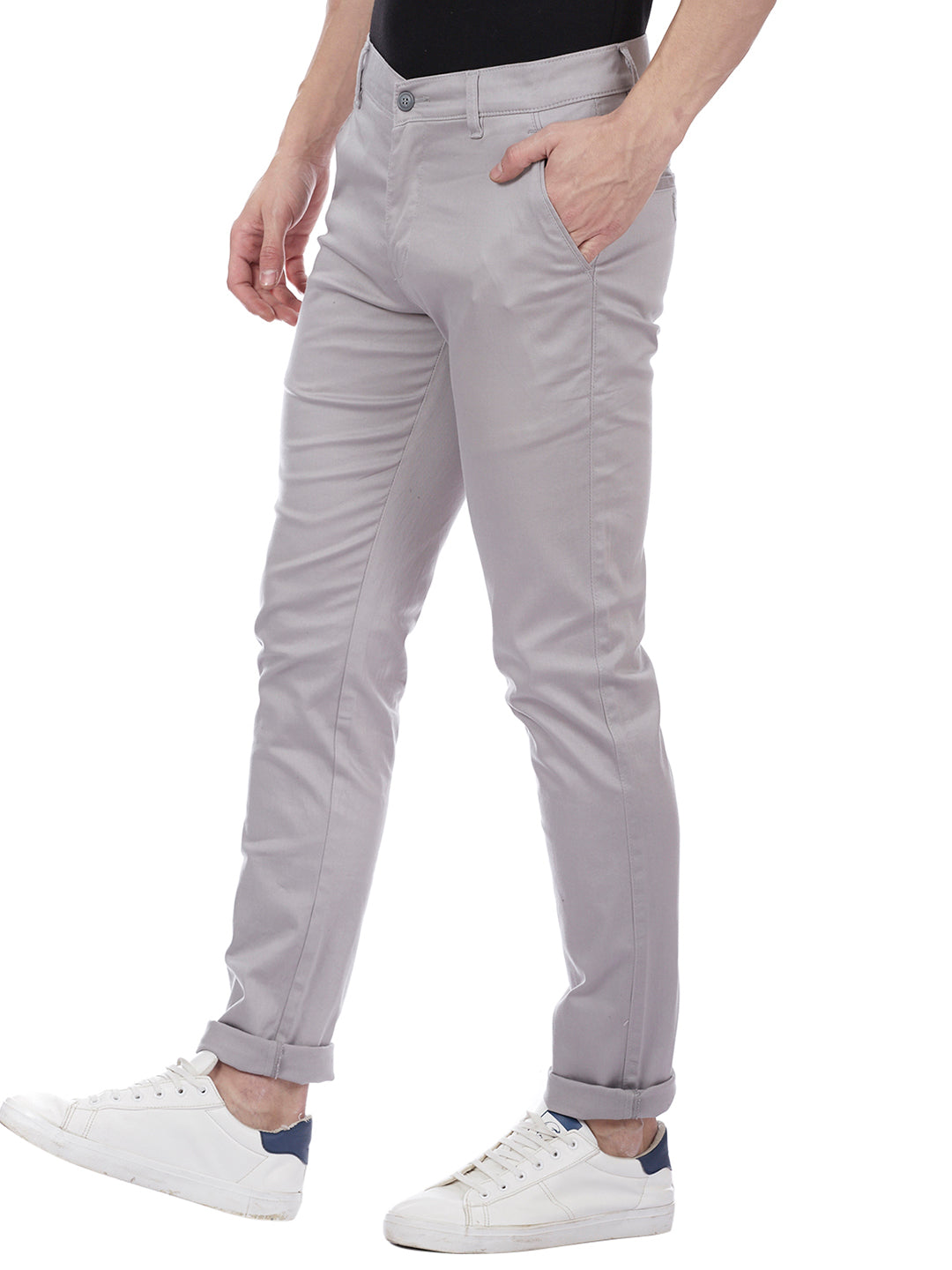 Men Grey Solid Trousers - Tahvo India