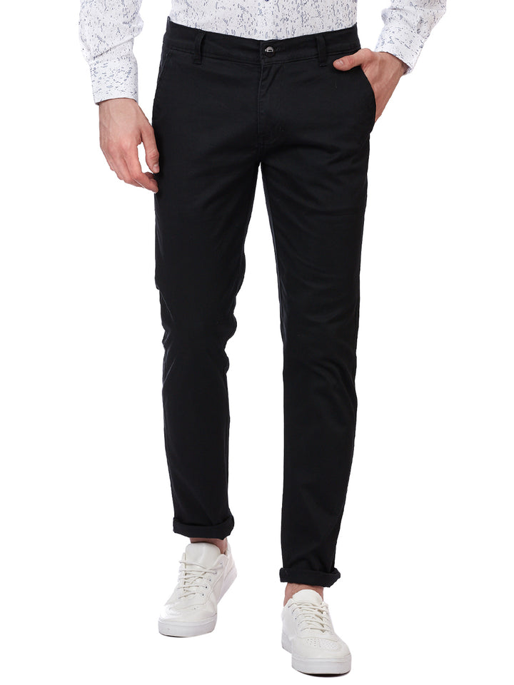 Men Black Solid Trousers - Tahvo India