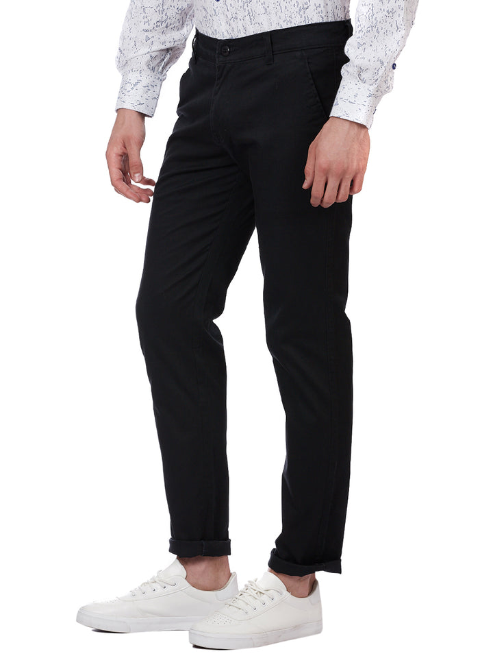 Men Black Solid Trousers - Tahvo India
