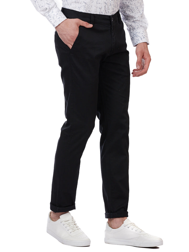 Men Black Solid Trousers - Tahvo India