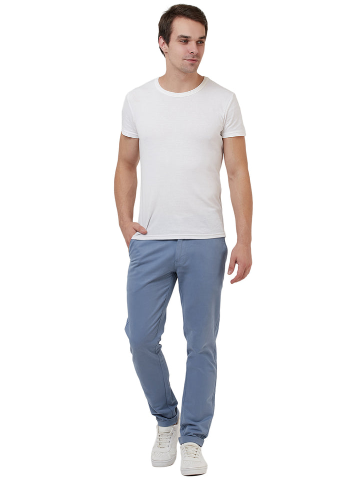 Men Blue Solid Trousers - Tahvo India