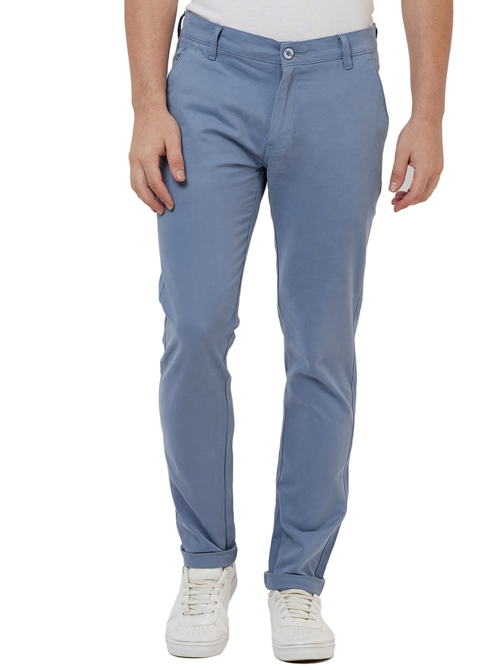 Men Blue Solid Trousers - Tahvo India
