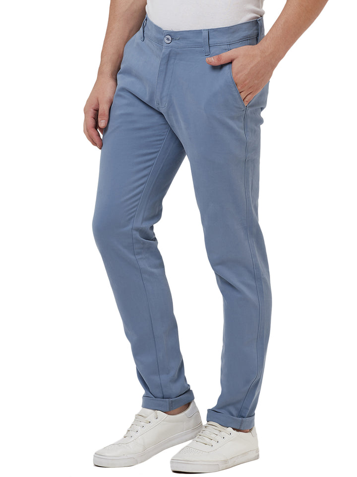 Men Blue Solid Trousers - Tahvo India