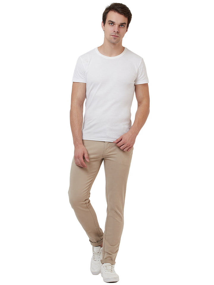Men Beige Regular Fit Trousers - Tahvo India