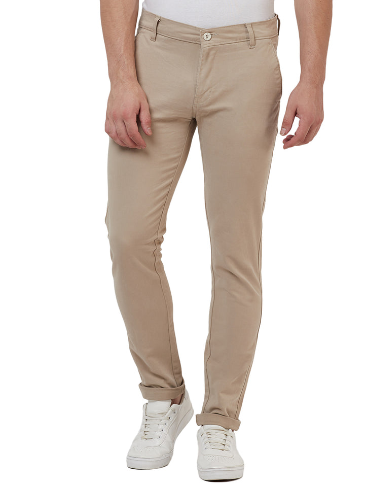 Men Beige Regular Fit Trousers - Tahvo India