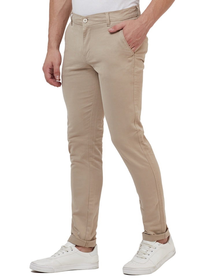Men Beige Regular Fit Trousers - Tahvo India