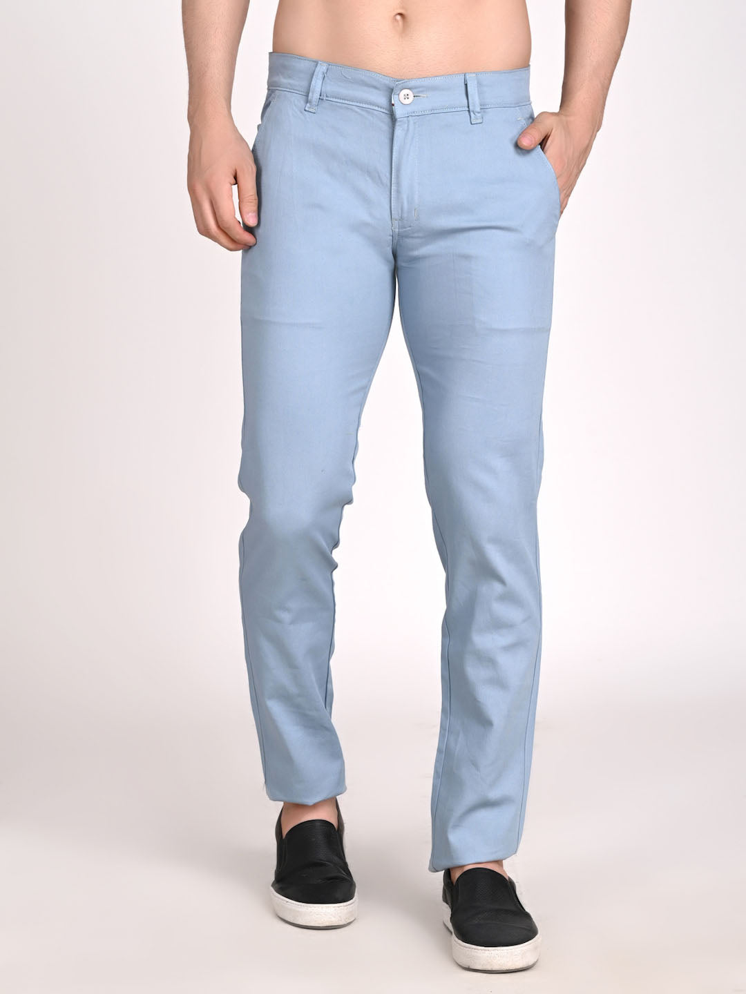 Men Light Blue Cotton Chinos - Tahvo India