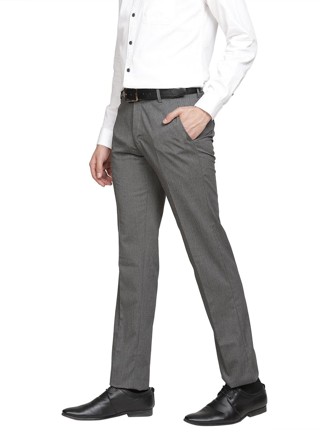 Men Grey Textured Regular Fit Trouser - Tahvo India