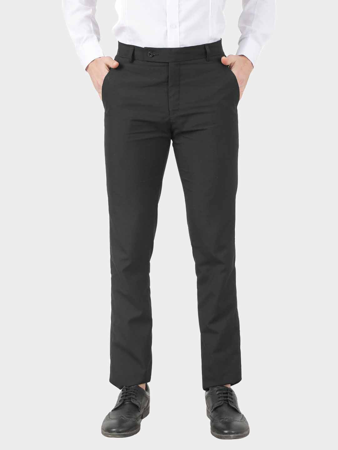Men Black Lycra Formal Trouser - Tahvo India