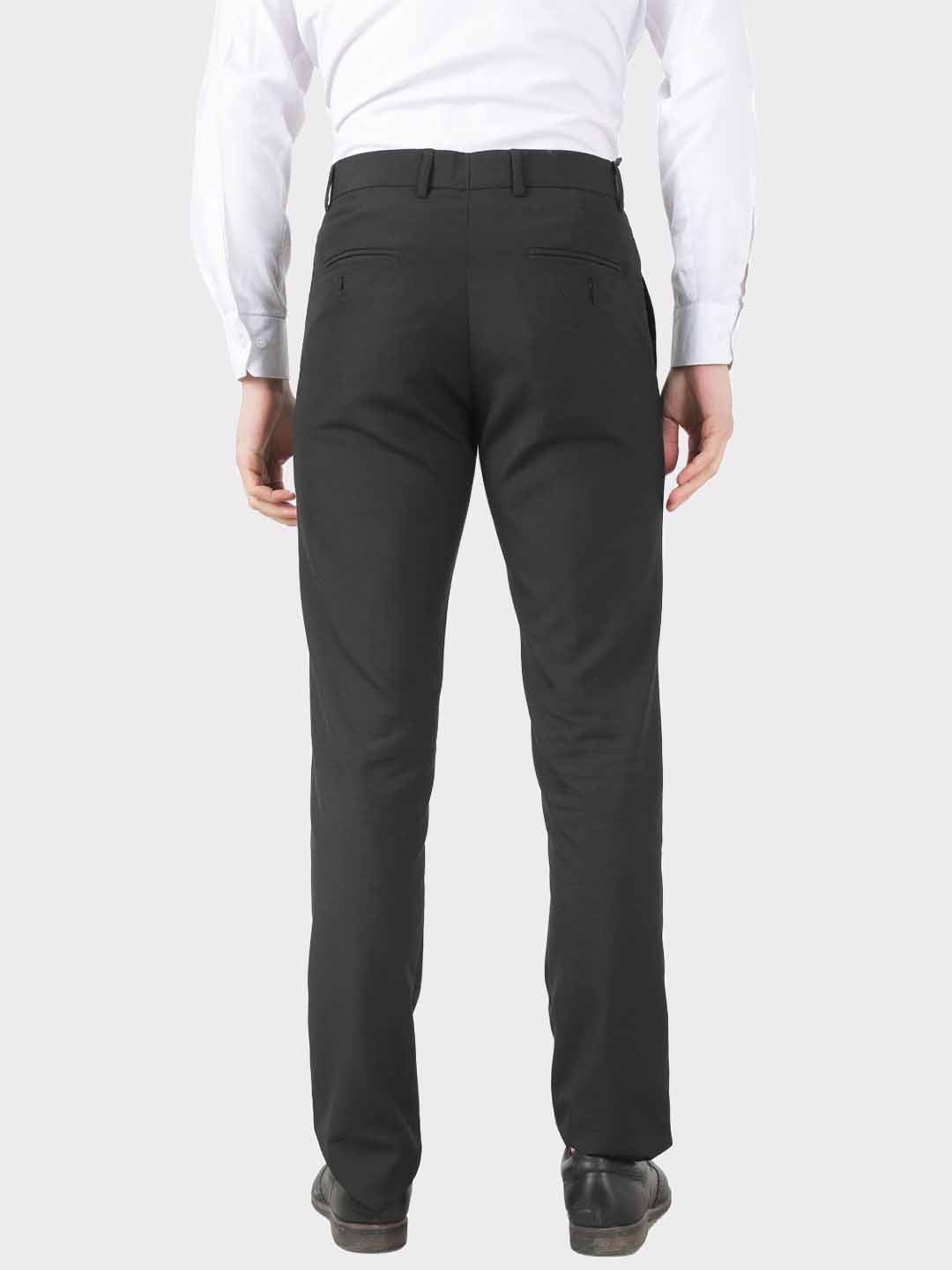 Men Black Lycra Formal Trouser - Tahvo India