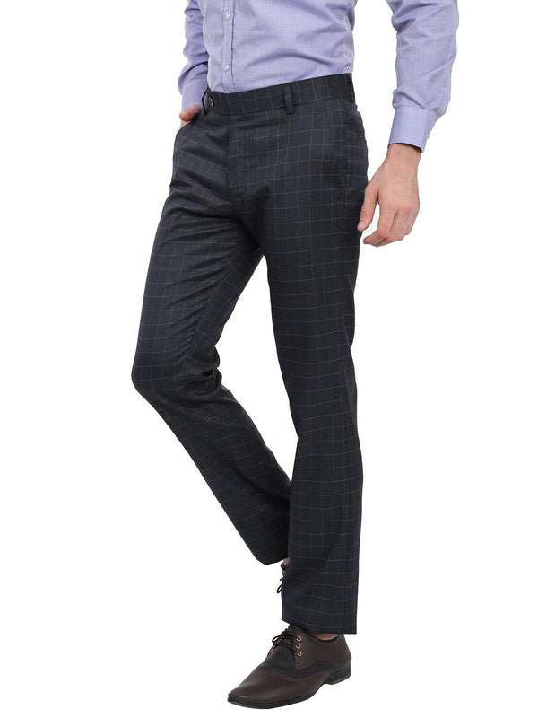 Men Blue Check Trouser - Tahvo India