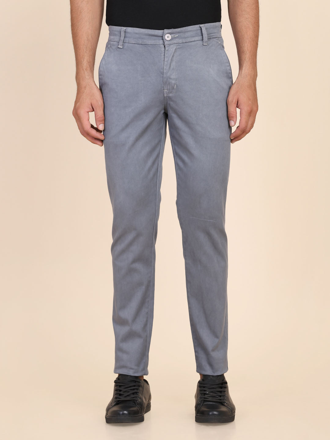 Men Grey Slim Fit Chinos - Tahvo India