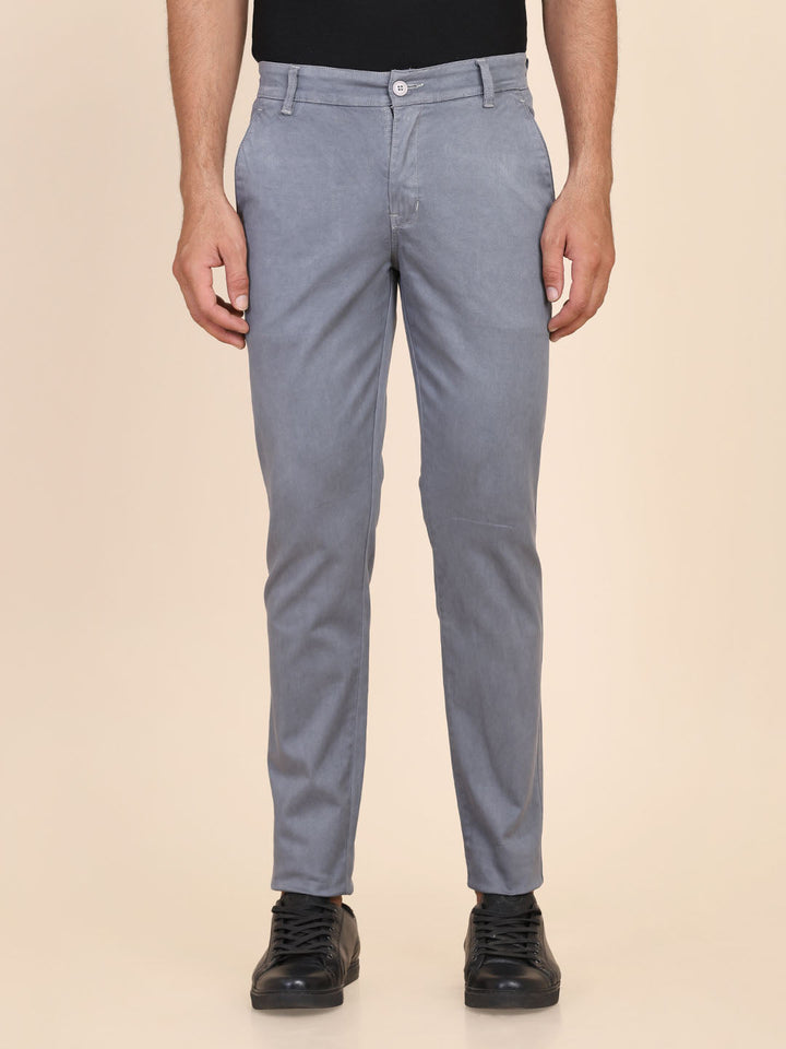 Men Grey Slim Fit Chinos - Tahvo India