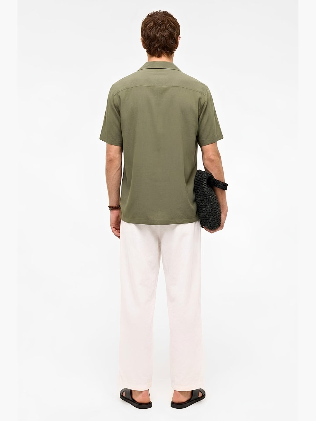 Versatile Olive Short-Sleeve Shirt for Men
