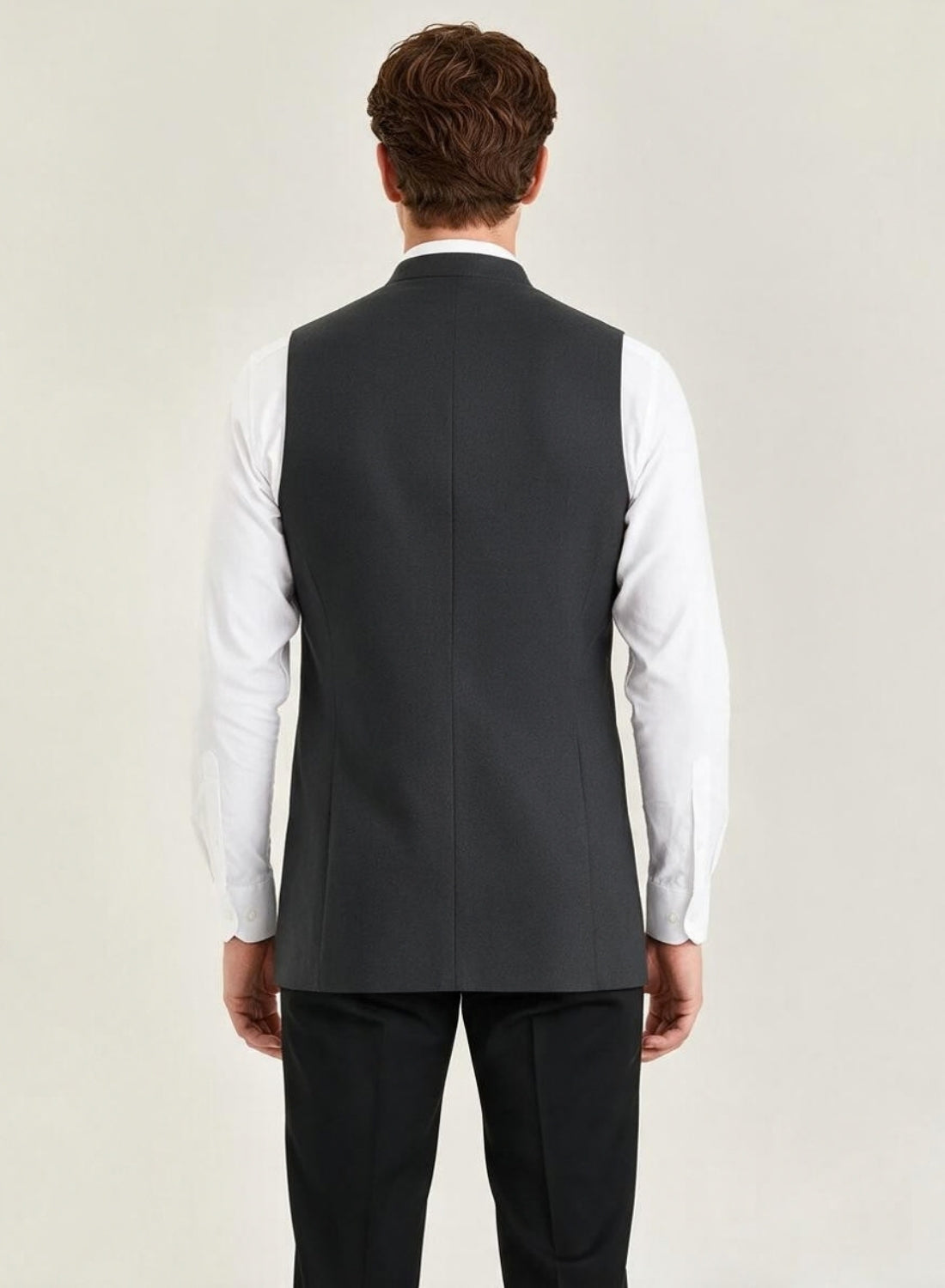 Men Grey Solid Nehru Jacket With Hanky