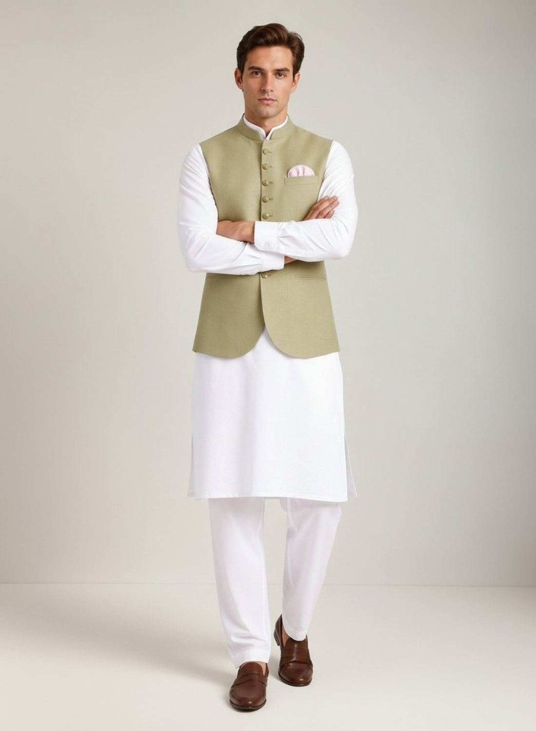 Men Pista 9 Button Nehru Jacket