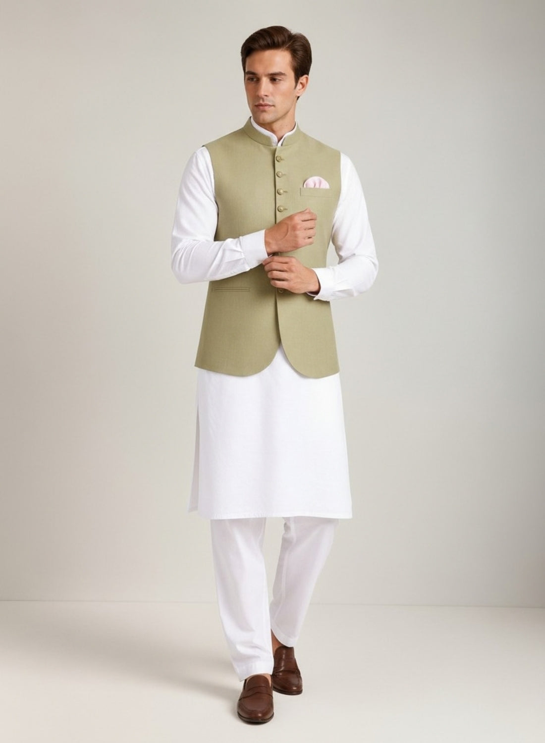 Men Pista 9 Button Nehru Jacket