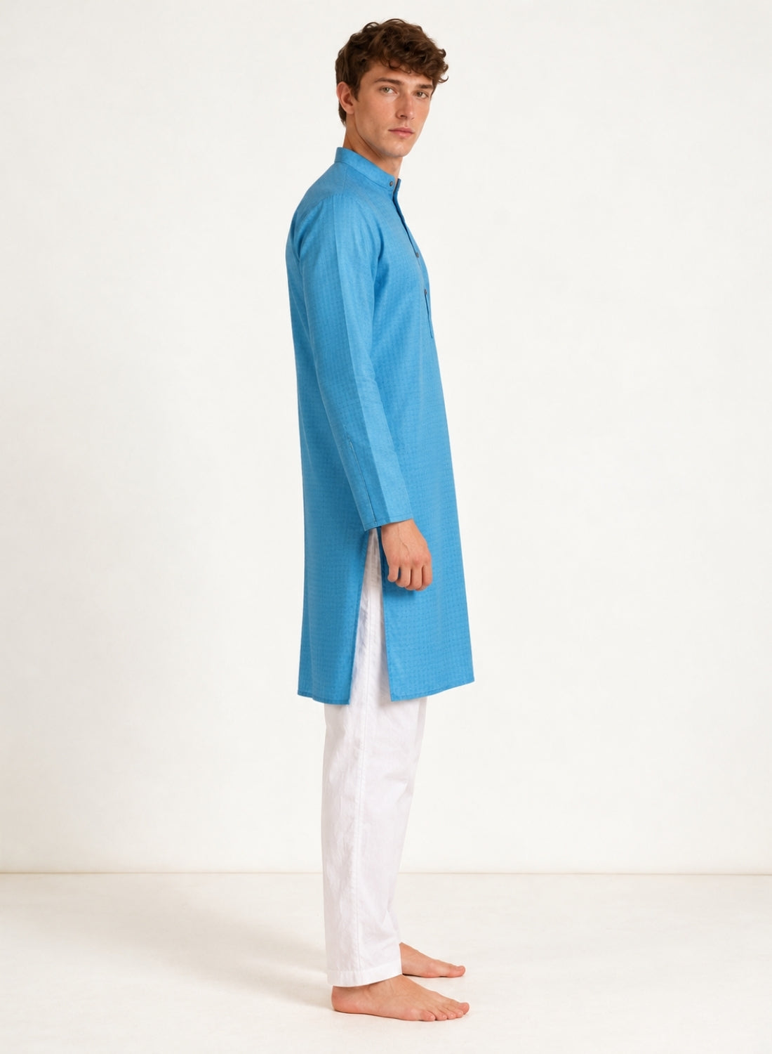 Men Blue Casual Kurta