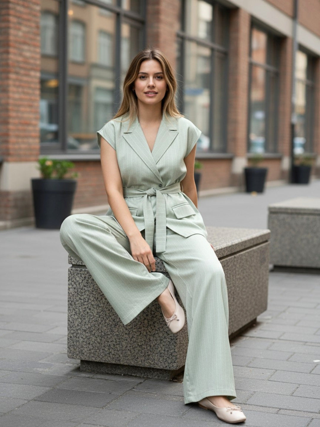 Pinstriped Green  Coord set