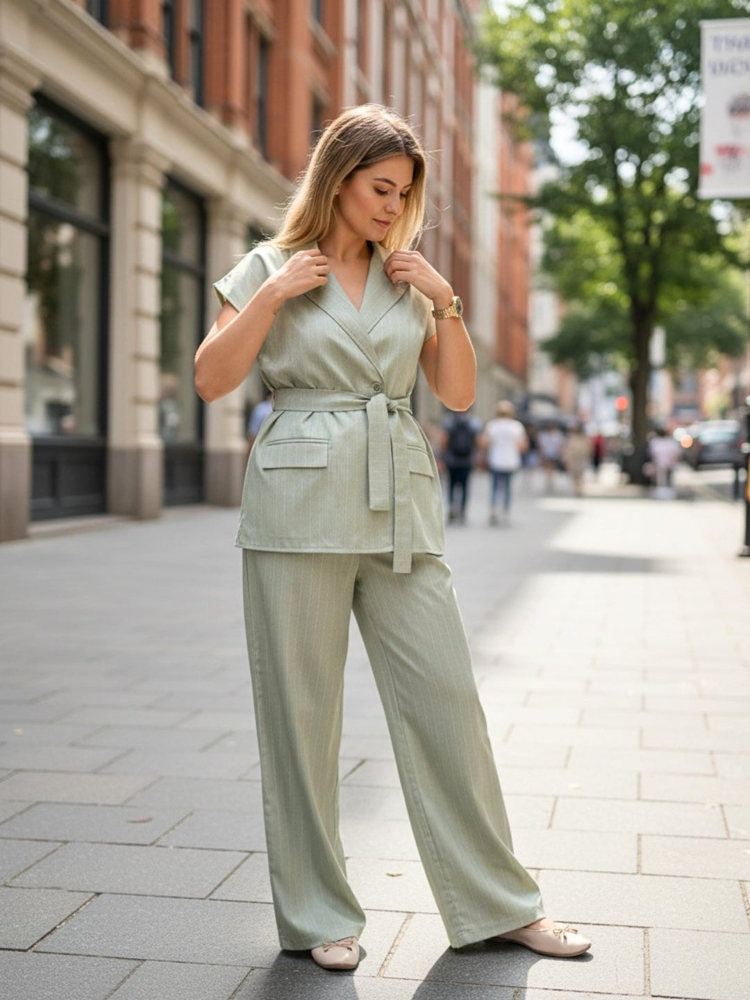 Pinstriped Green  Coord set