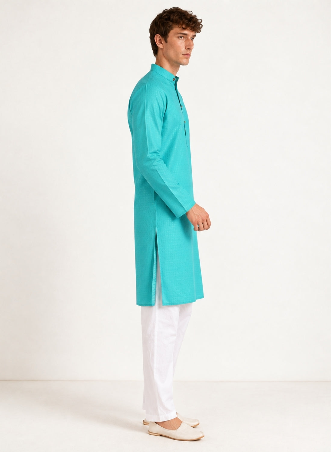 Men Green Casual Kurta Set