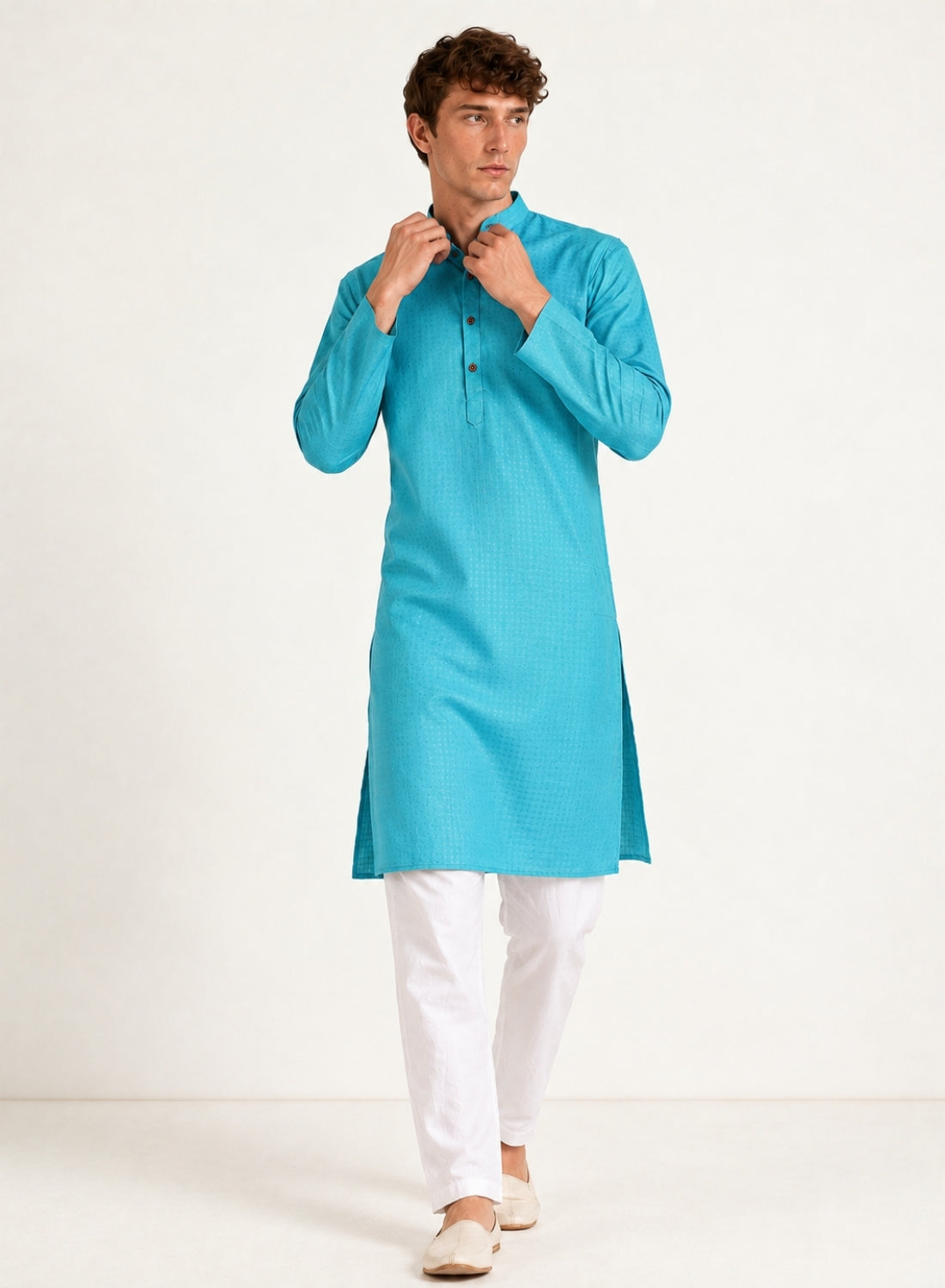Men Green Casual Kurta Set