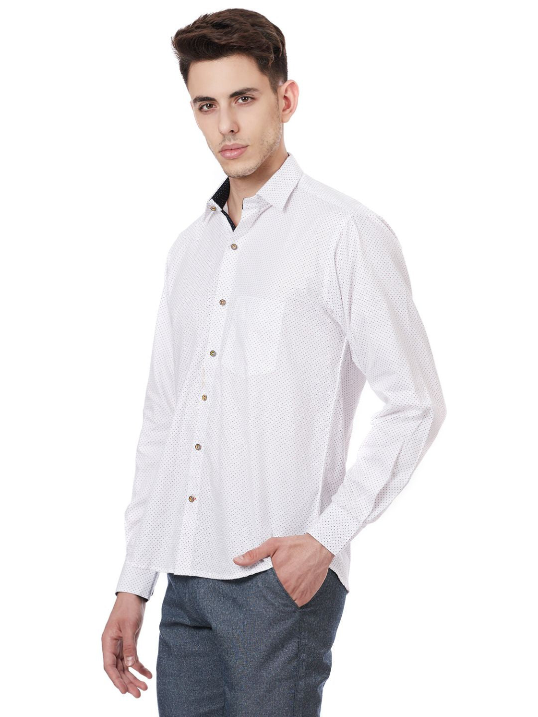 Men White Printed Shirt