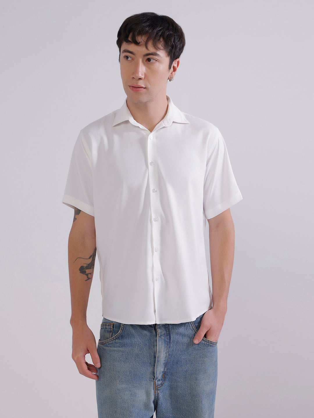 Men White Boxy Shirt