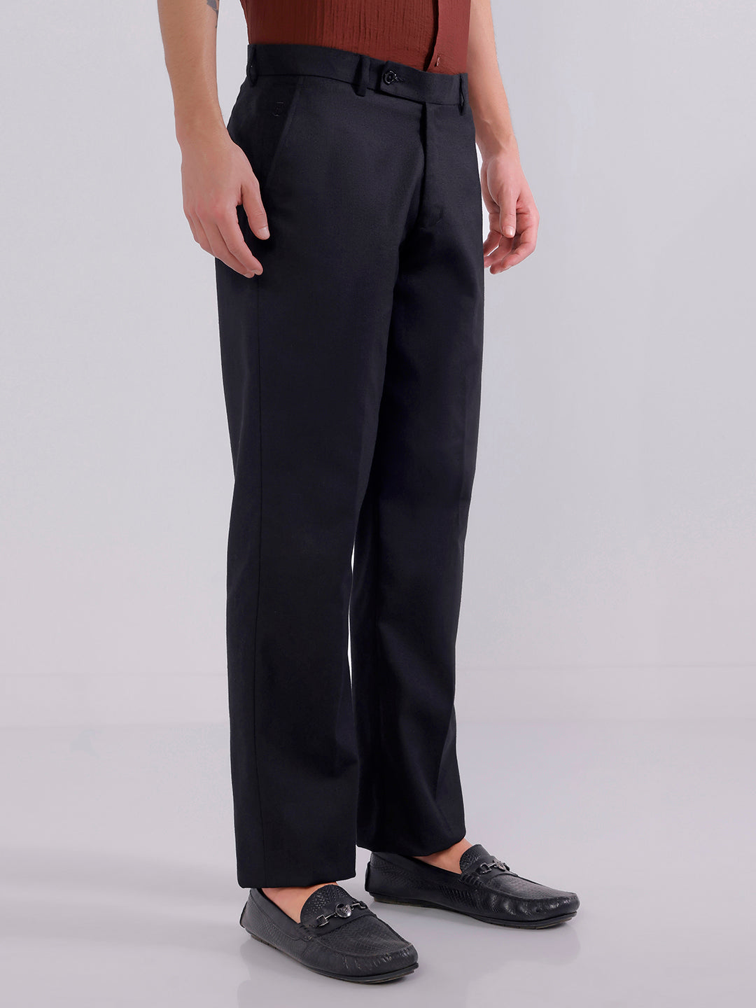 Men Black linen trousers