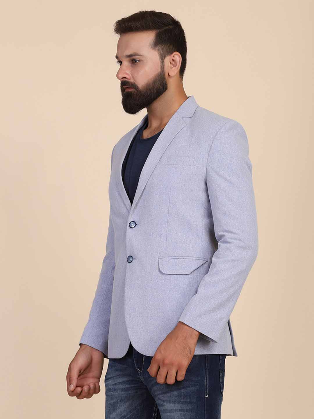 Men Suede Blue Blazer - Tahvo India