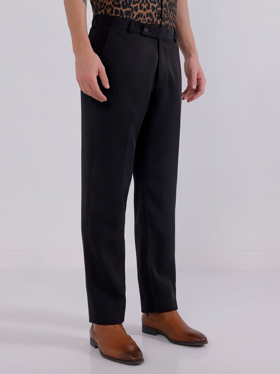 Men Black wide leg trousers