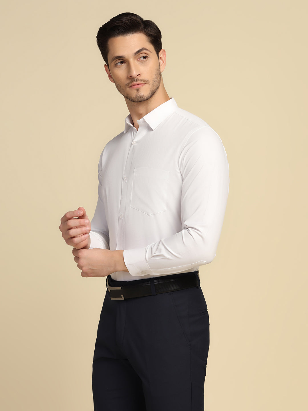 Men White Textured Shirt - Tahvo India
