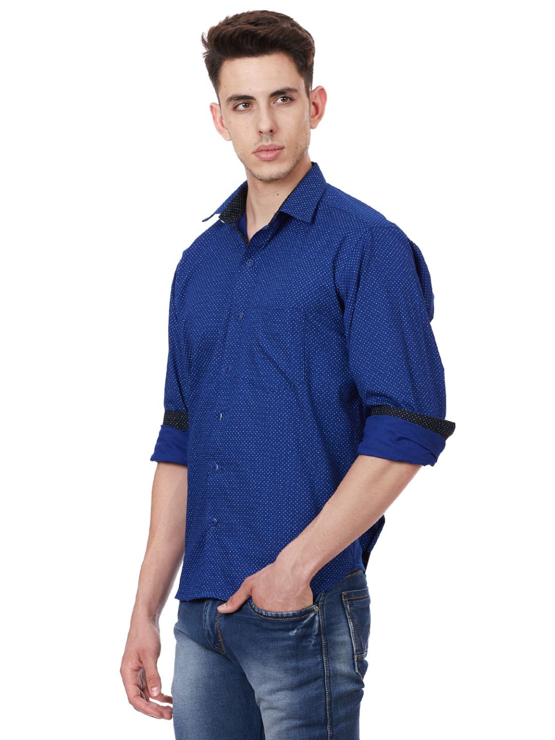Men Blue Casual Printed Shirt