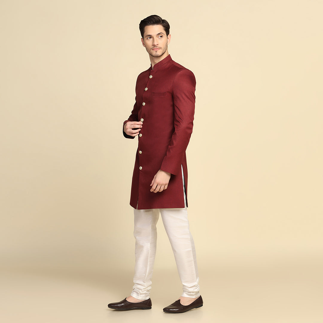 Men Maroon Sherwani