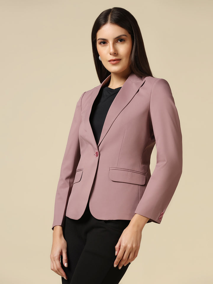 Women Pink Single Breasted Blazer - Tahvo India