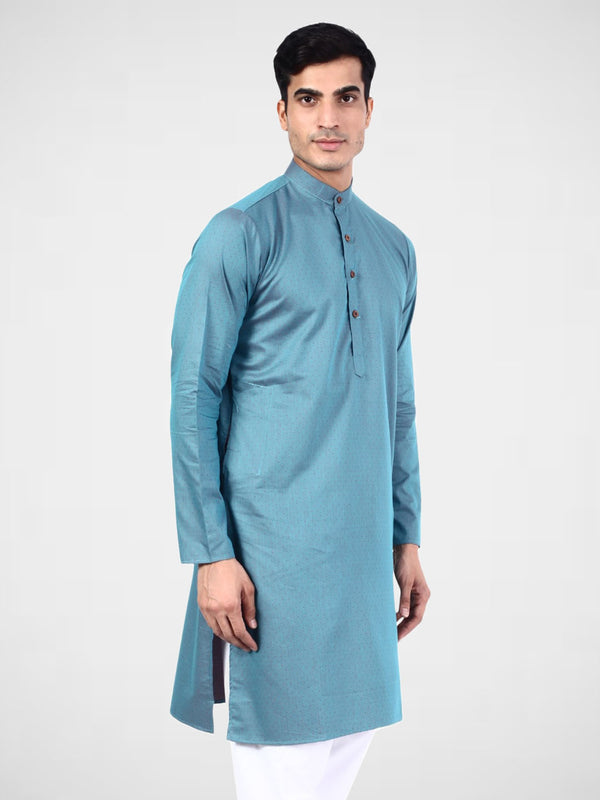 Men Blue dotted Kurta