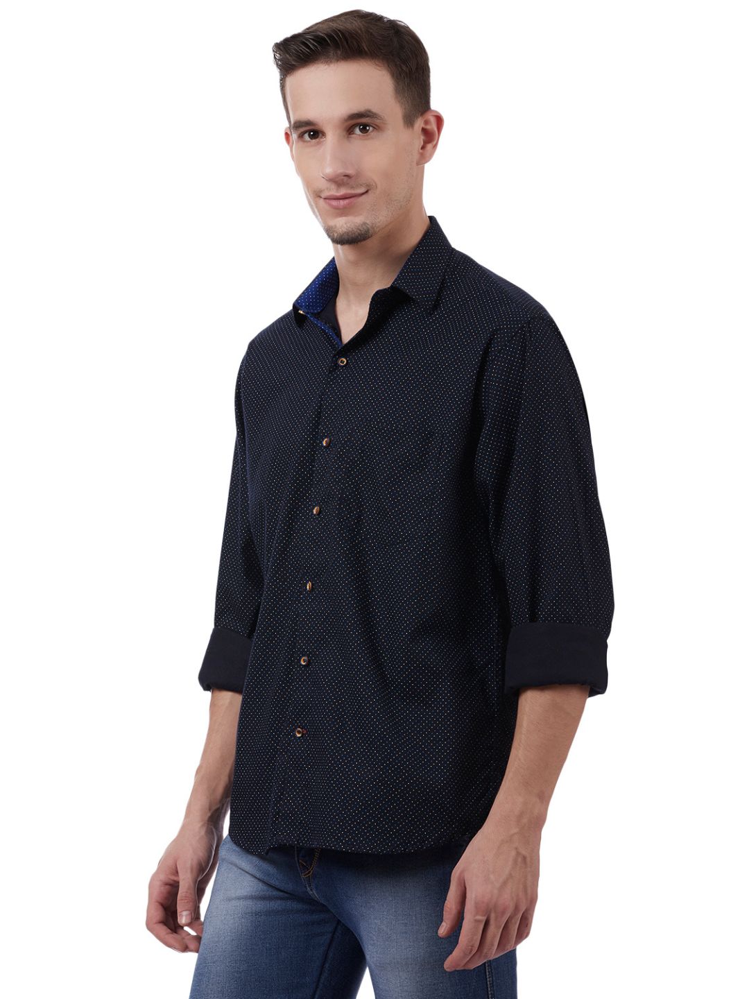 Men Dark Blue Printed Shirt
