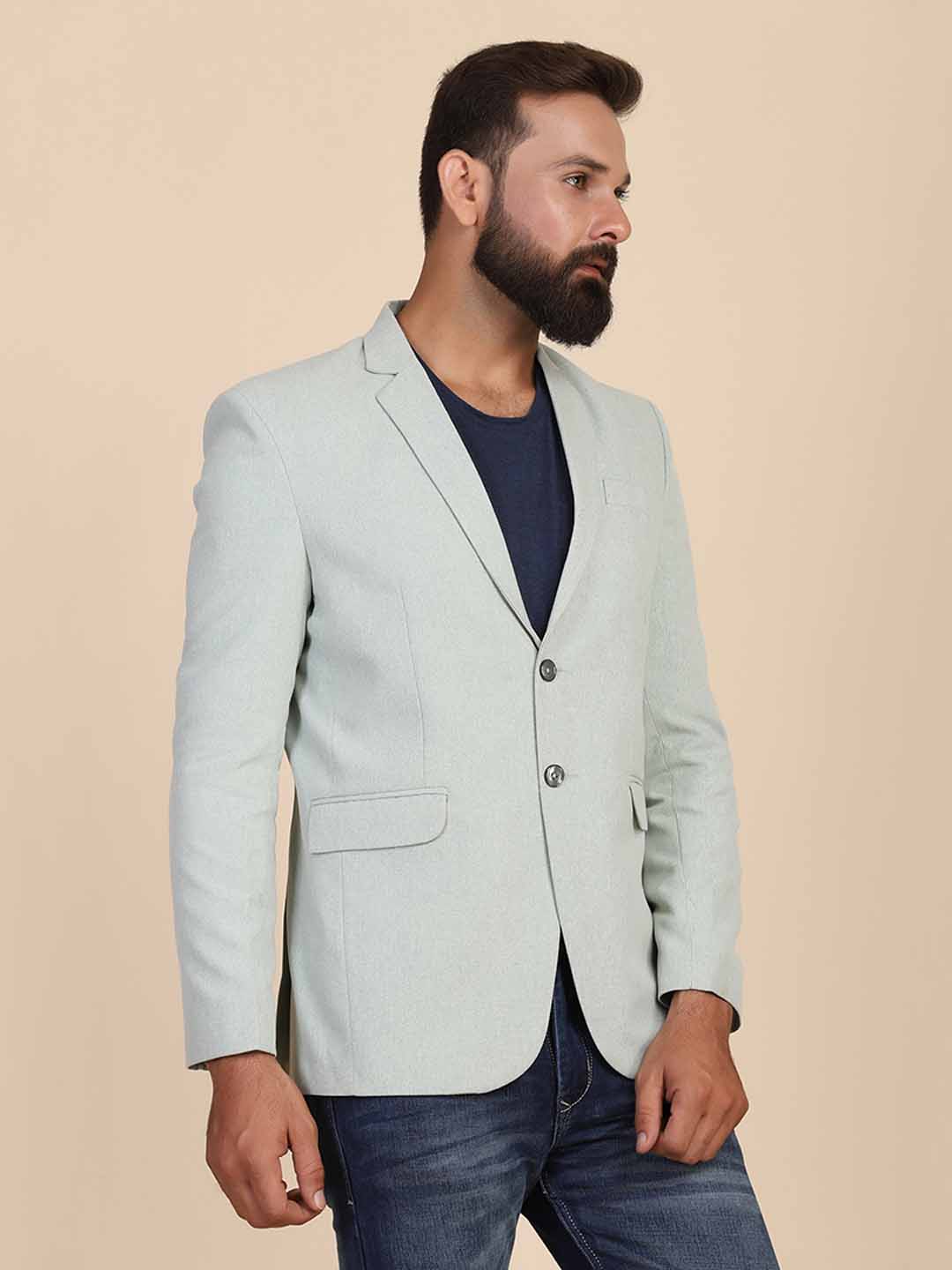 Men Suede Green Blazer