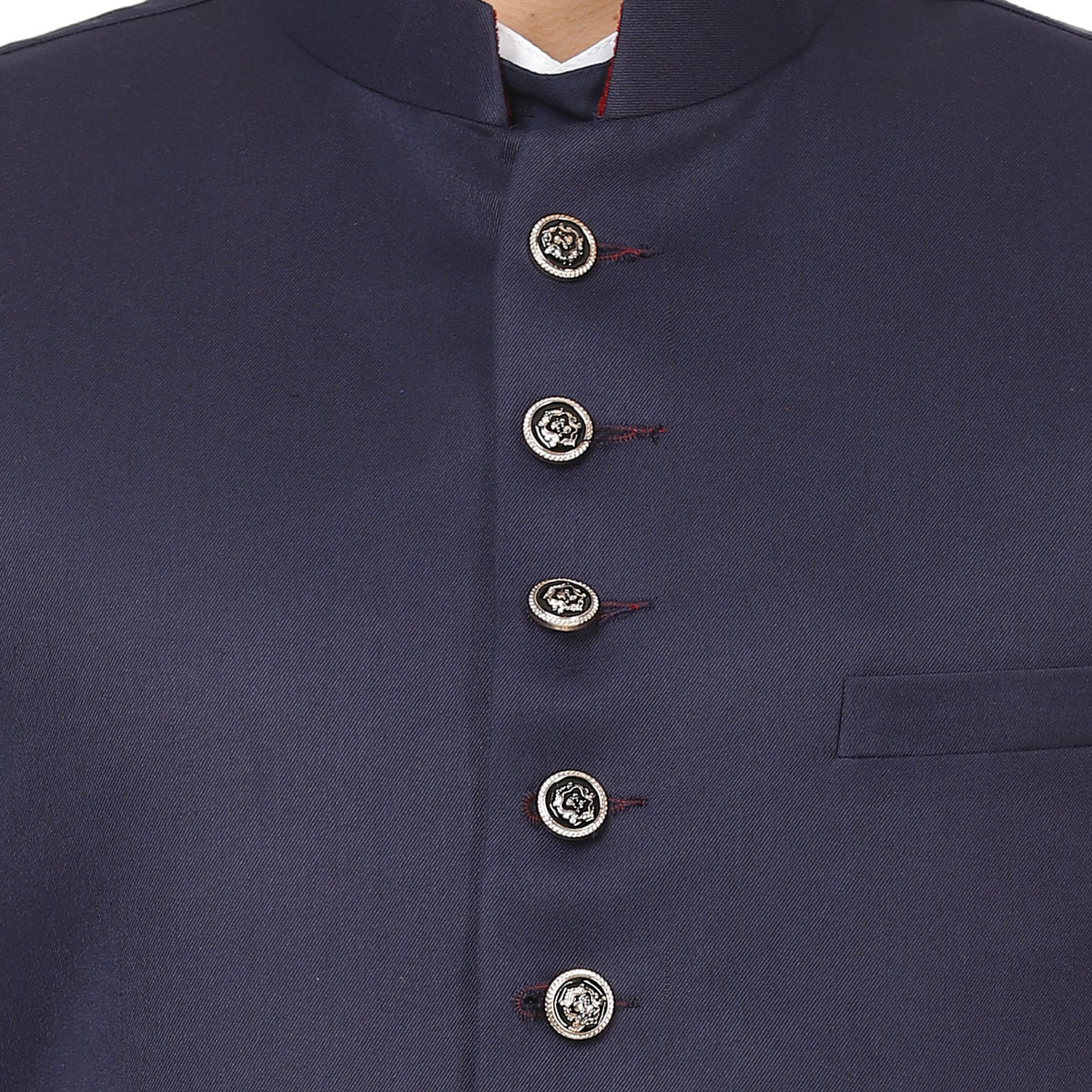 Men Blue Solid Nehru Jacket