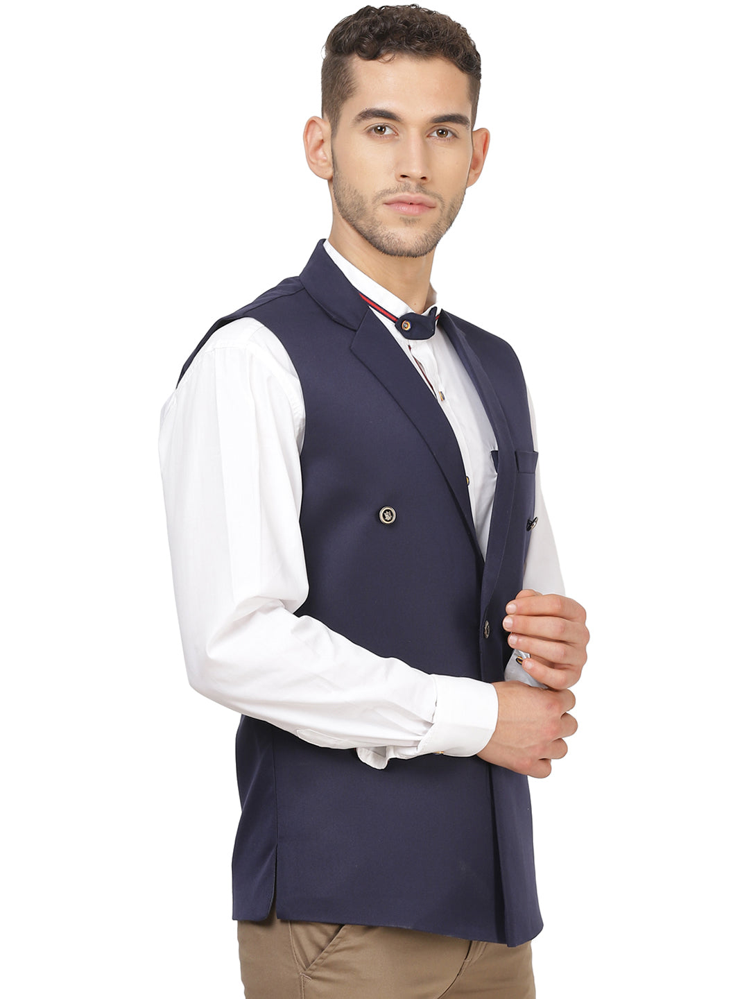Navy Blue Waist Coat - Tahvo India