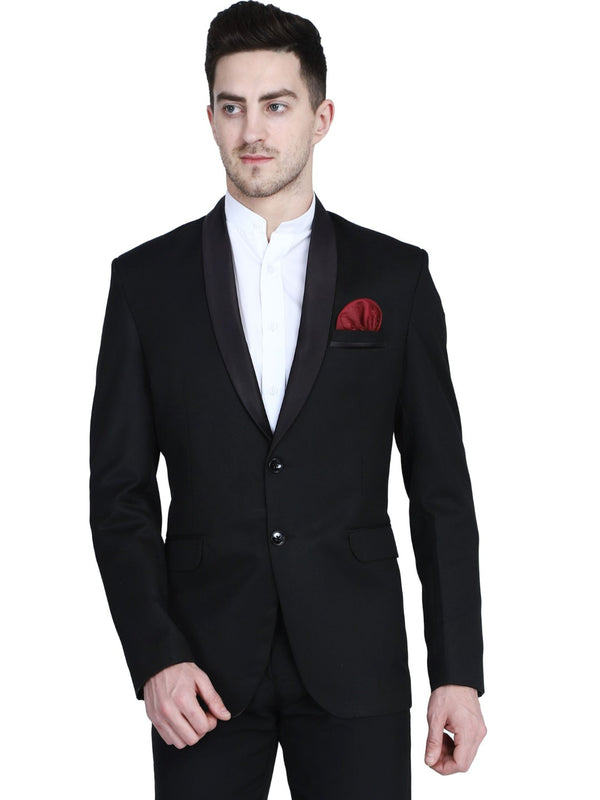 Black Tuxedo Blazer With Hanky For Men
