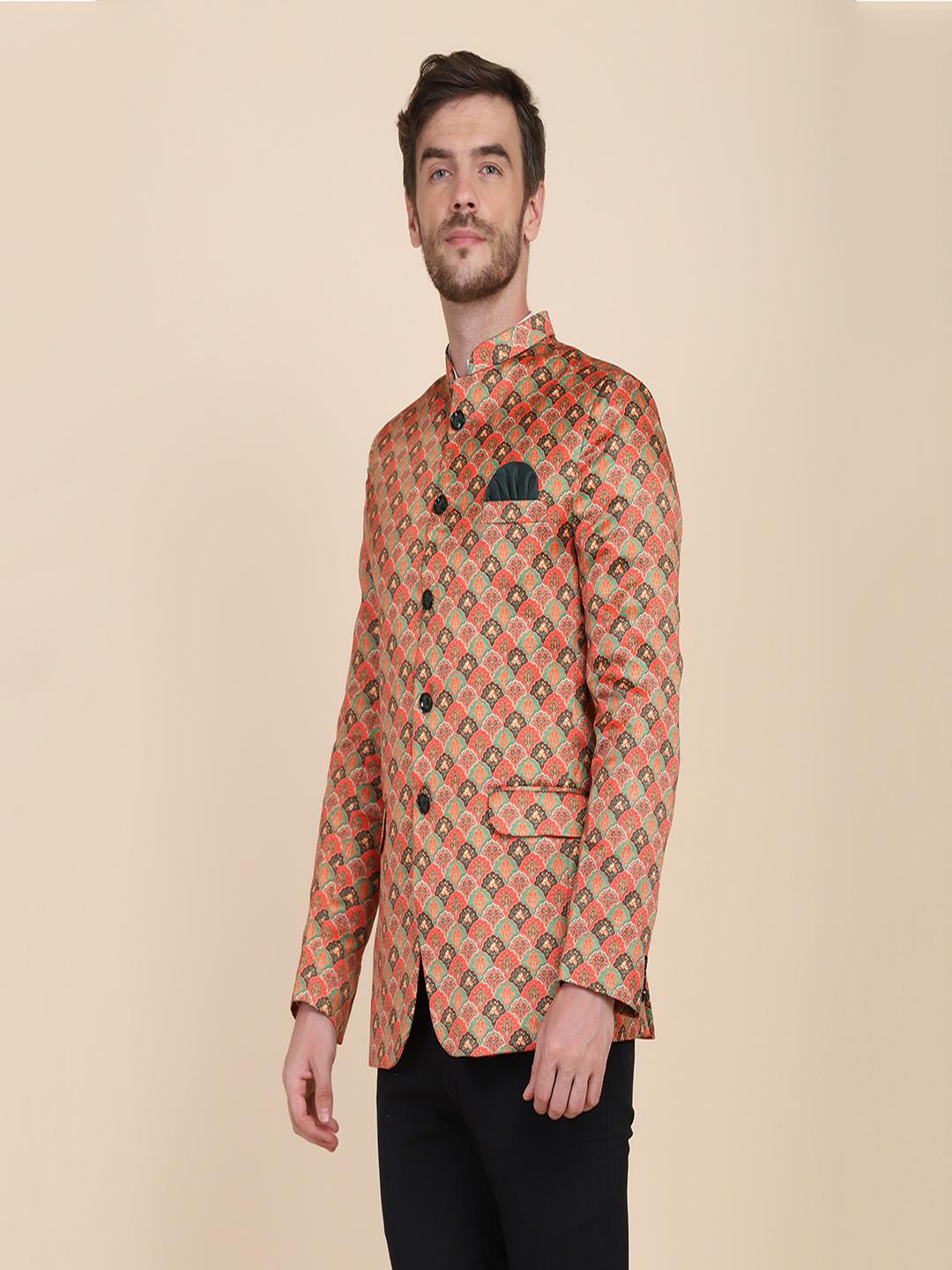Men Printed Bandgala Blazers - Tahvo India
