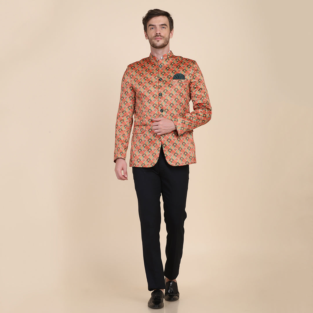 Men Printed Bandgala Blazers - Tahvo India
