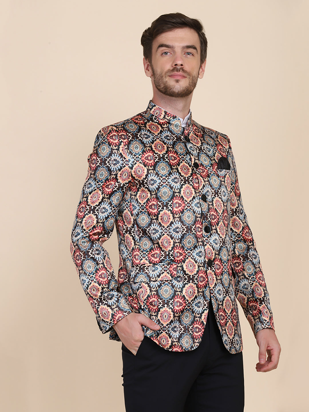 Men Printed Bandgala Blazers - Tahvo India