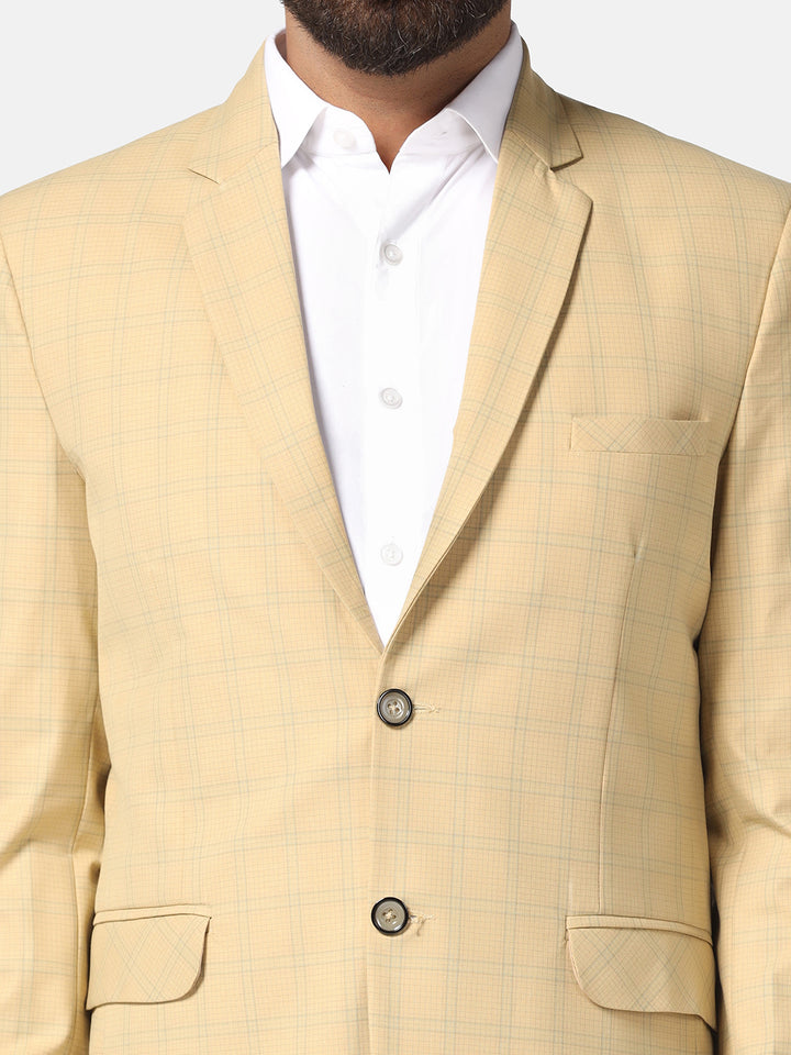 Men Beige Check Blazer - Tahvo India
