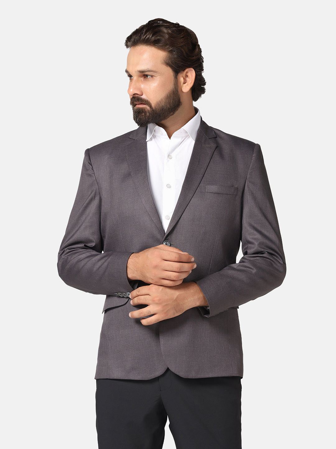 Men Grey solid Blazer - Tahvo India