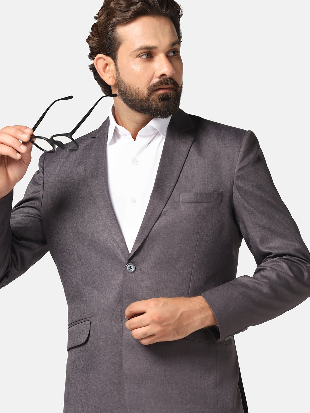 Men Grey solid Blazer - Tahvo India