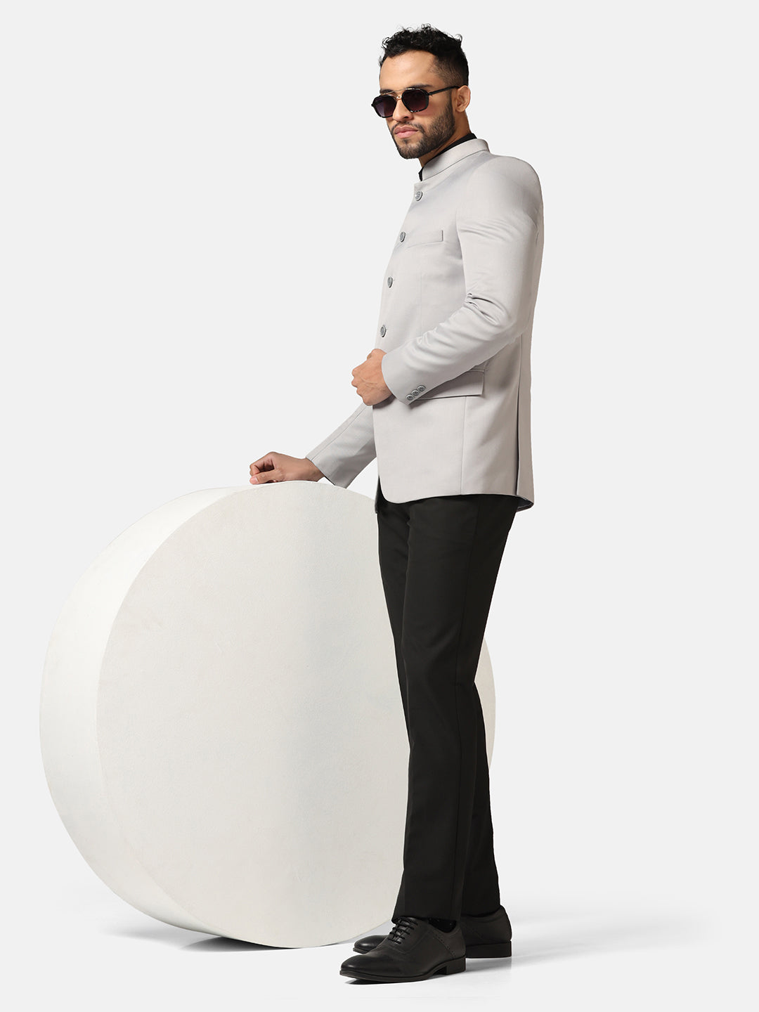 Men Light Grey Bandhgala Blazer - Tahvo India