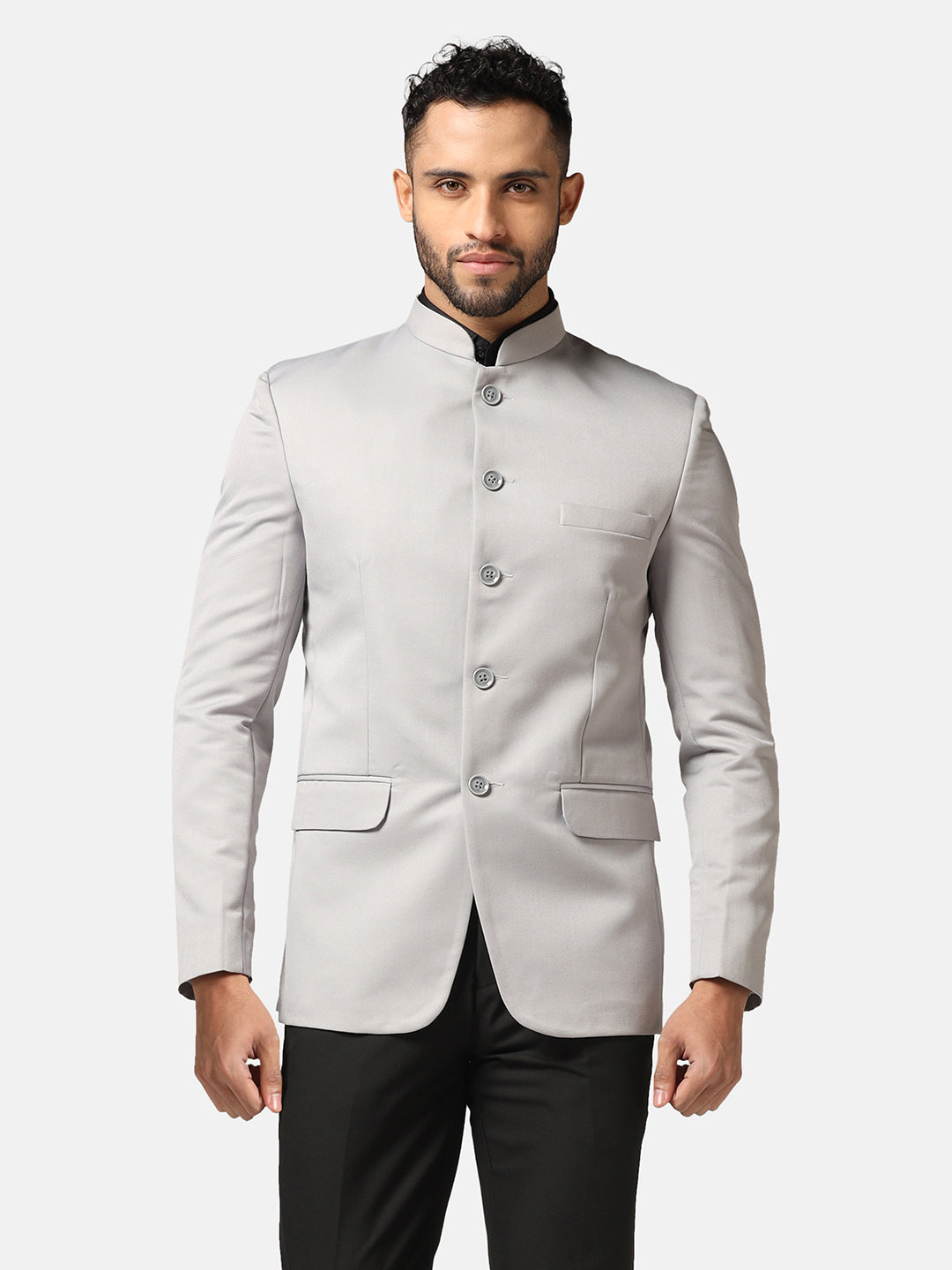 Men Light Grey Bandhgala Blazer - Tahvo India
